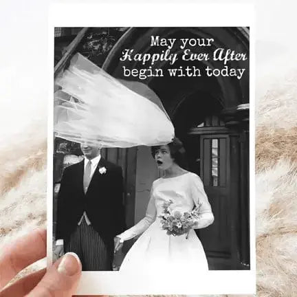 Funny Retro Wedding Card: Happily Ever After Ravens Rest Studio Ziya Blue