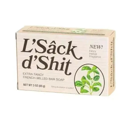 Funny Vegan Soap | "L'Sâck d'Shit" French-Milled Bar Whiskey River Ziya Blue