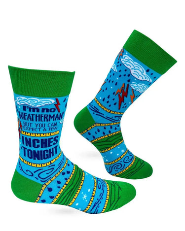 Funny Weatherman Socks: Inappropriate Men's Crew Fabdaz Ziya Blue