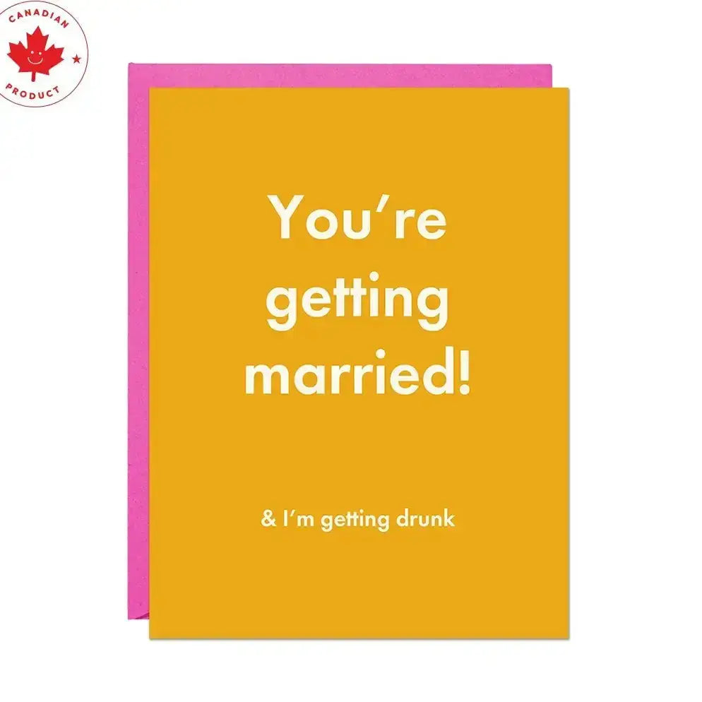 Funny Wedding Card | "Married & Drunk" Wedding Greeting Card Party Mountain Paper Co. Ziya Blue