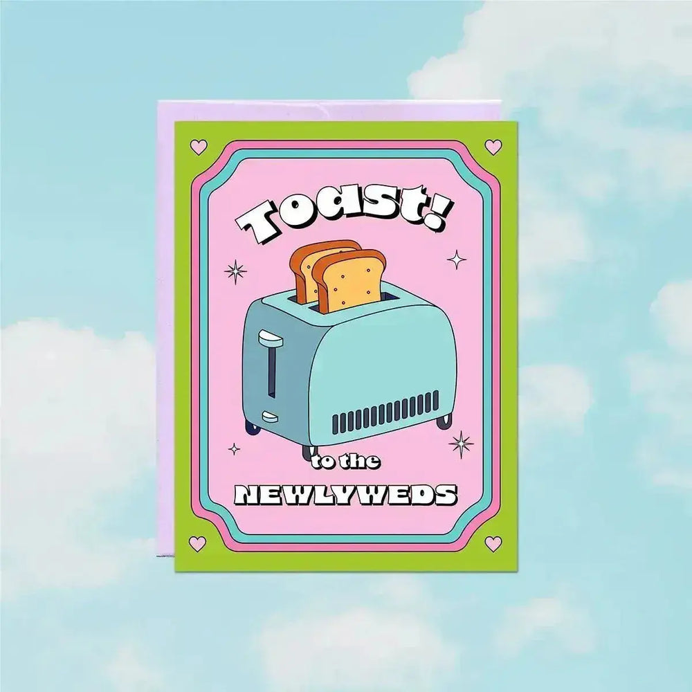 Funny Wedding Greeting Card: Toast to the Newlyweds Party Mountain Paper Co. Ziya Blue