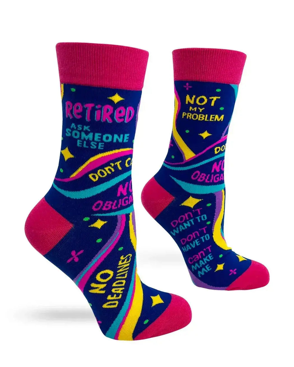 Funny Womens Retirement Socks: Ask Someone Else Crew Fabdaz Ziya Blue