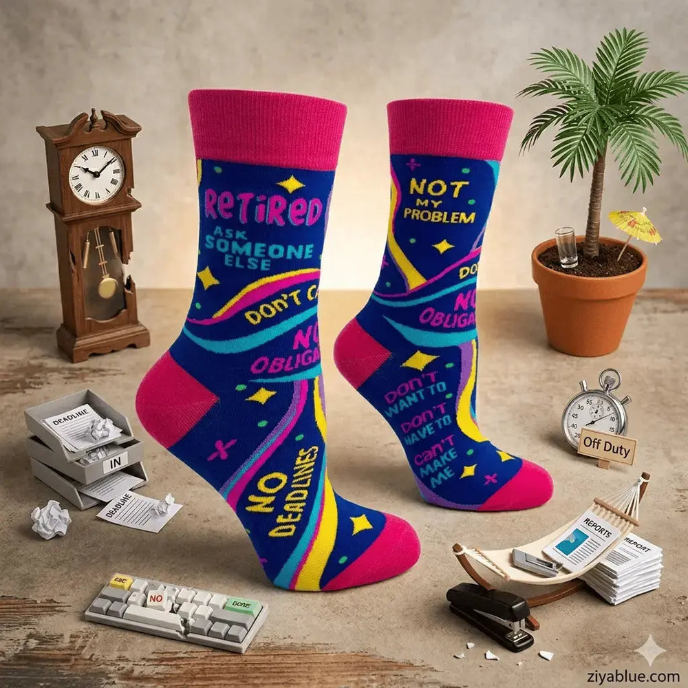 Funny Womens Retirement Socks: Ask Someone Else Crew Fabdaz Ziya Blue