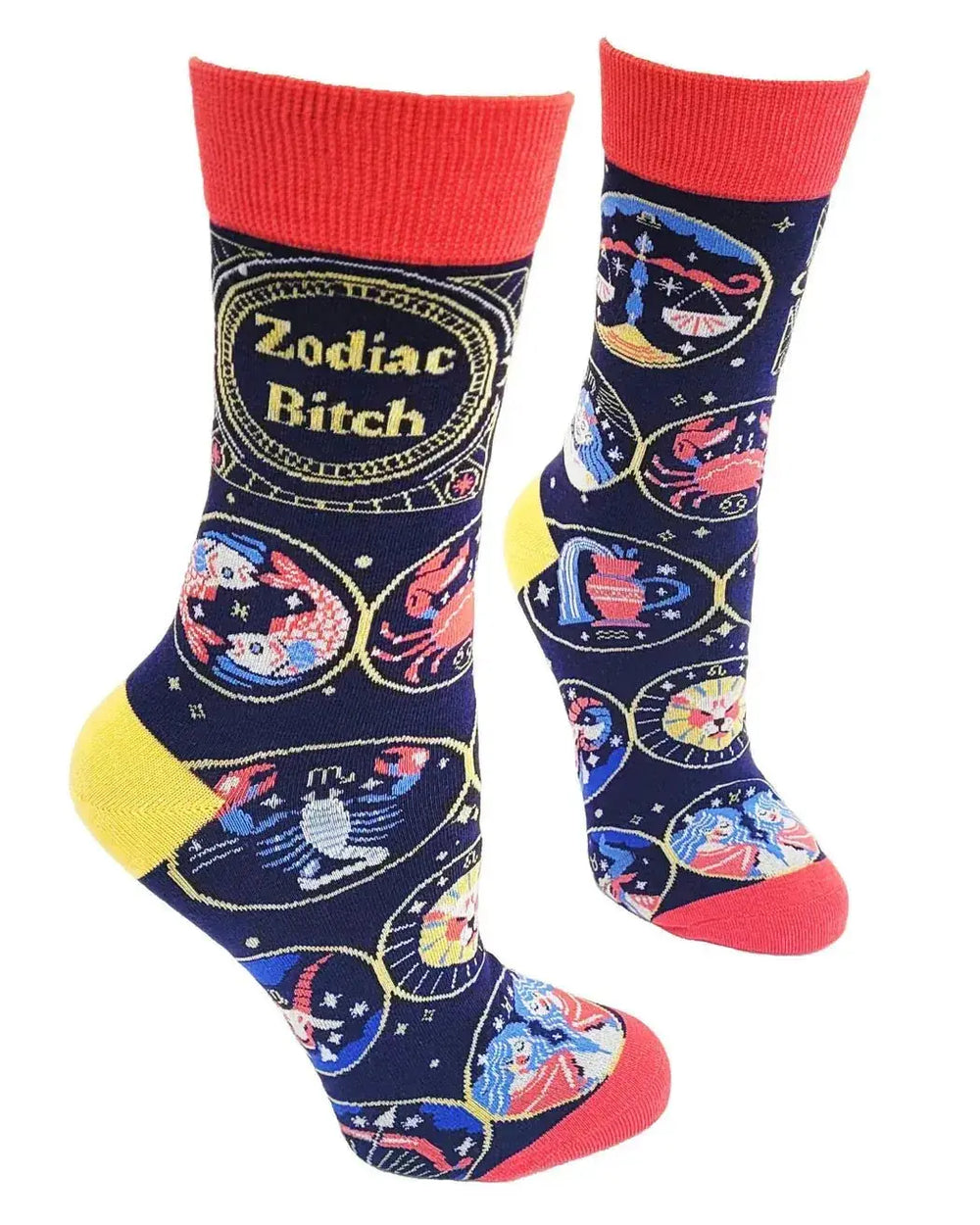 Funny Zodiac Socks: Women's Astrology Crew Fabdaz Ziya Blue