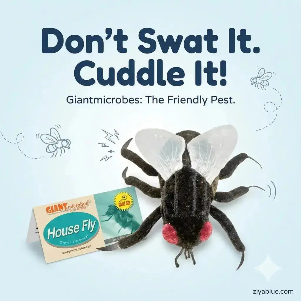 GIANTmicrobes House Fly Plush Toy | Novelty Bug Gift Giant Microbes Ziya Blue