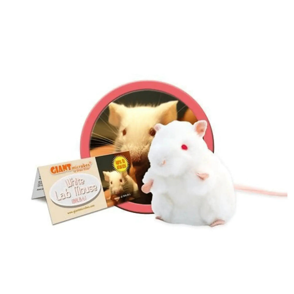 GIANTmicrobes White Lab Mouse Plush – Science Toy (The Real Hero) Giant Microbes Ziya Blue