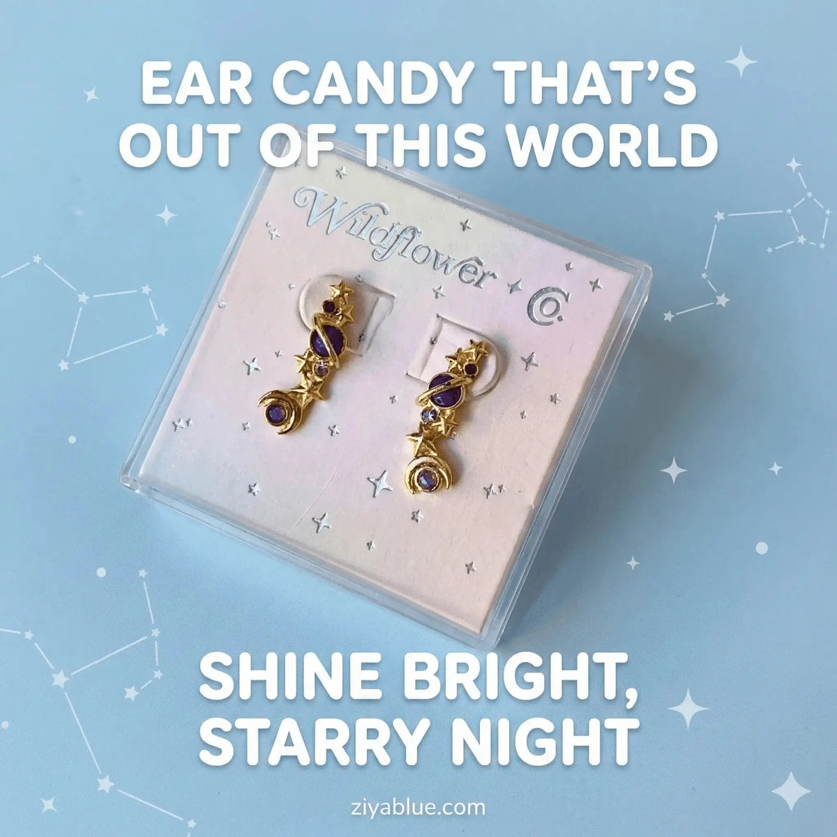 Galaxy Crawler Earrings | 12k Gold Plated Wildflower Co. Ziya Blue