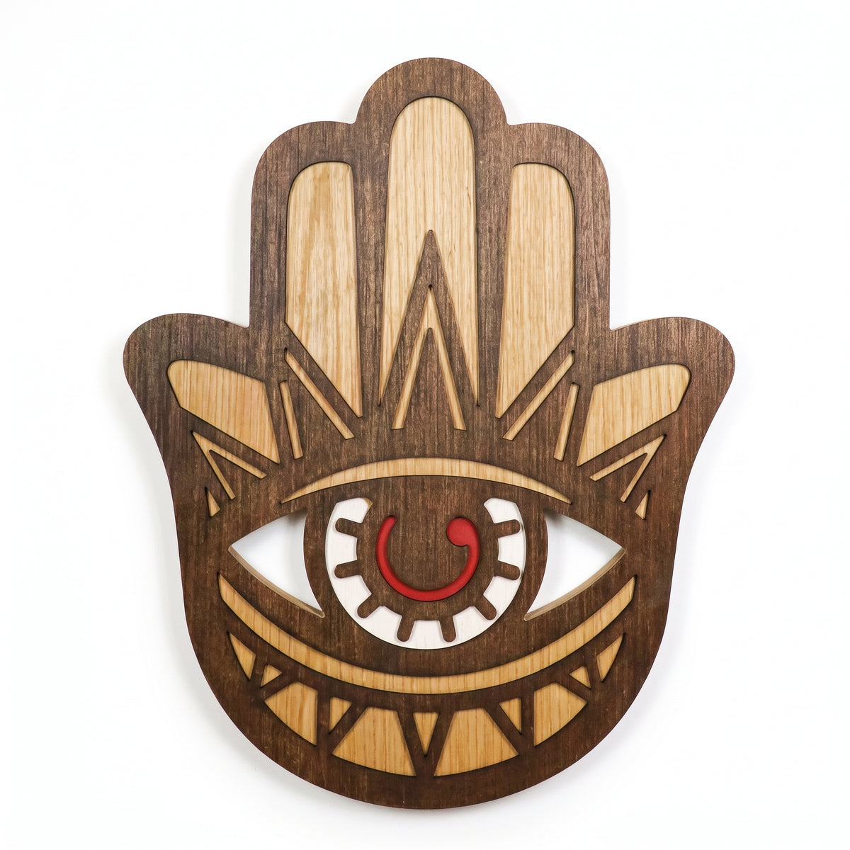 Hand of Fatima Hamsa Palm with Evil Eye Amulet of Protection MDF Wood Wall Decor
