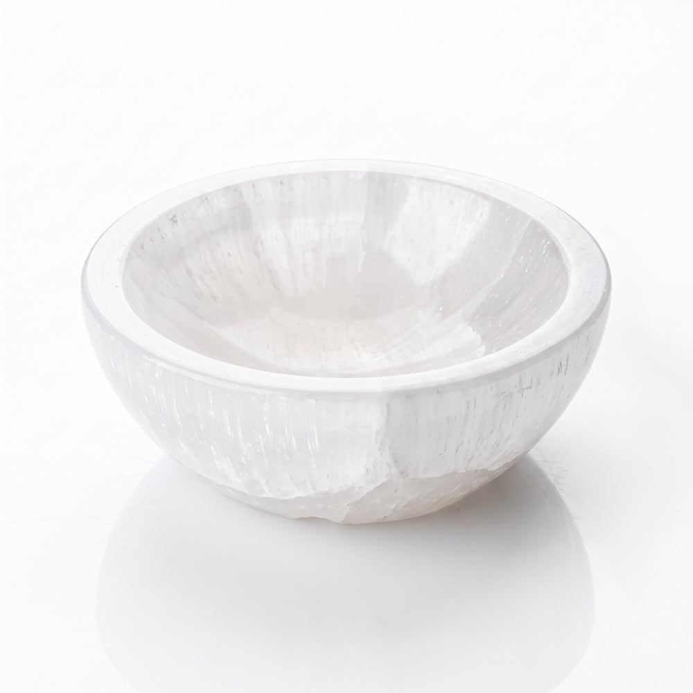 3" Deep Selenite Smudge Bowl: Ethically Sourced Crystal