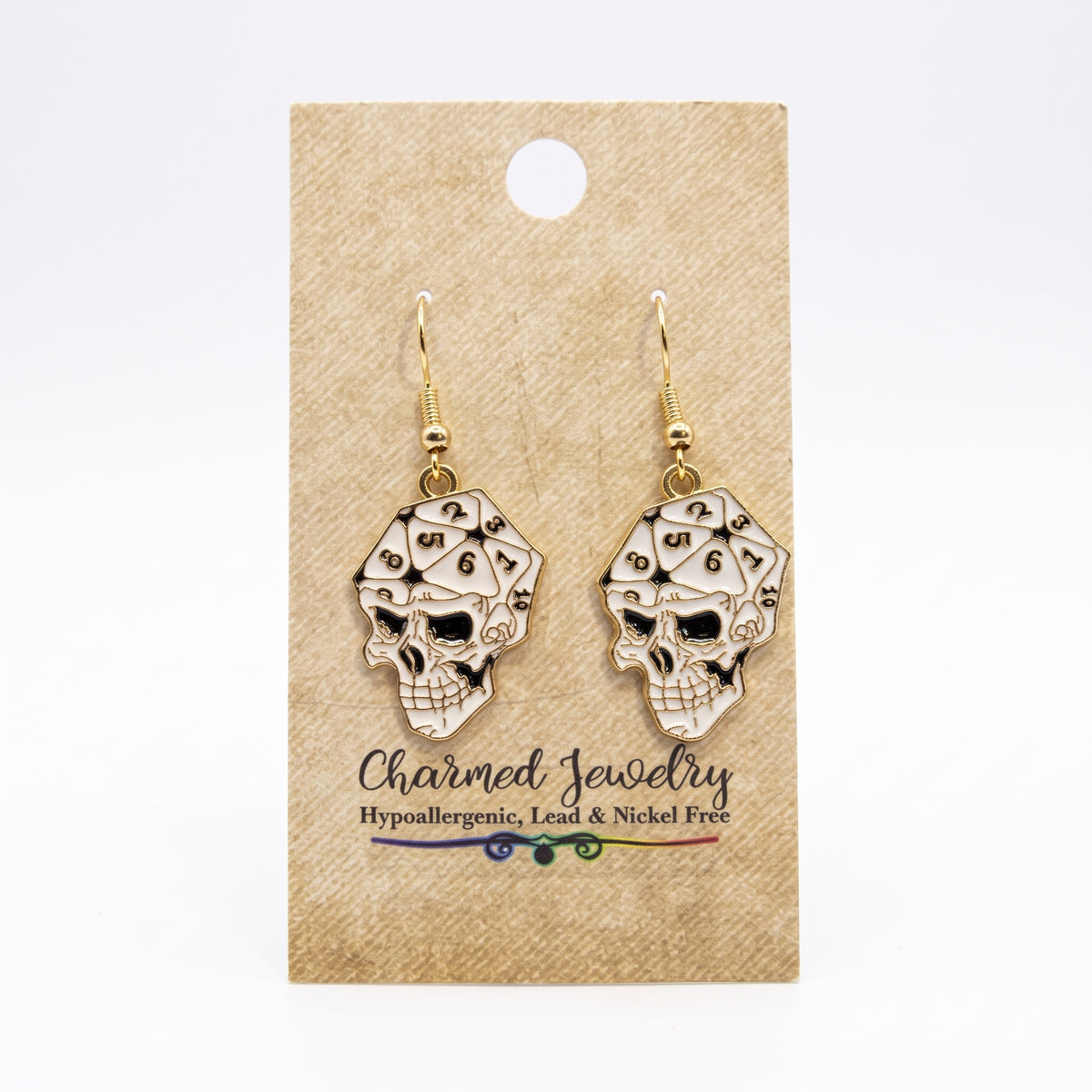 D&D Earrings- Skull Dice