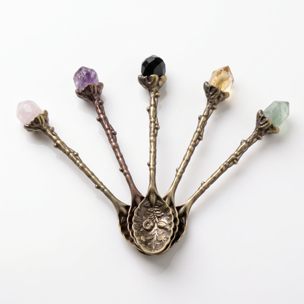 Crystal Edged Spoon – Boho Coffee & Ritual Decorative Tea Spoon