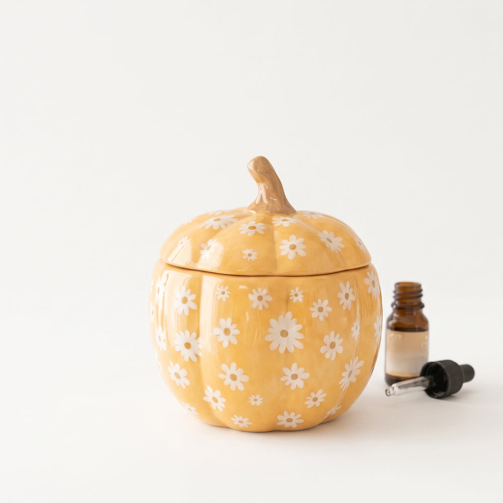Groovy Floral Pumpkin Burner | Retro Fall Wax Warmer