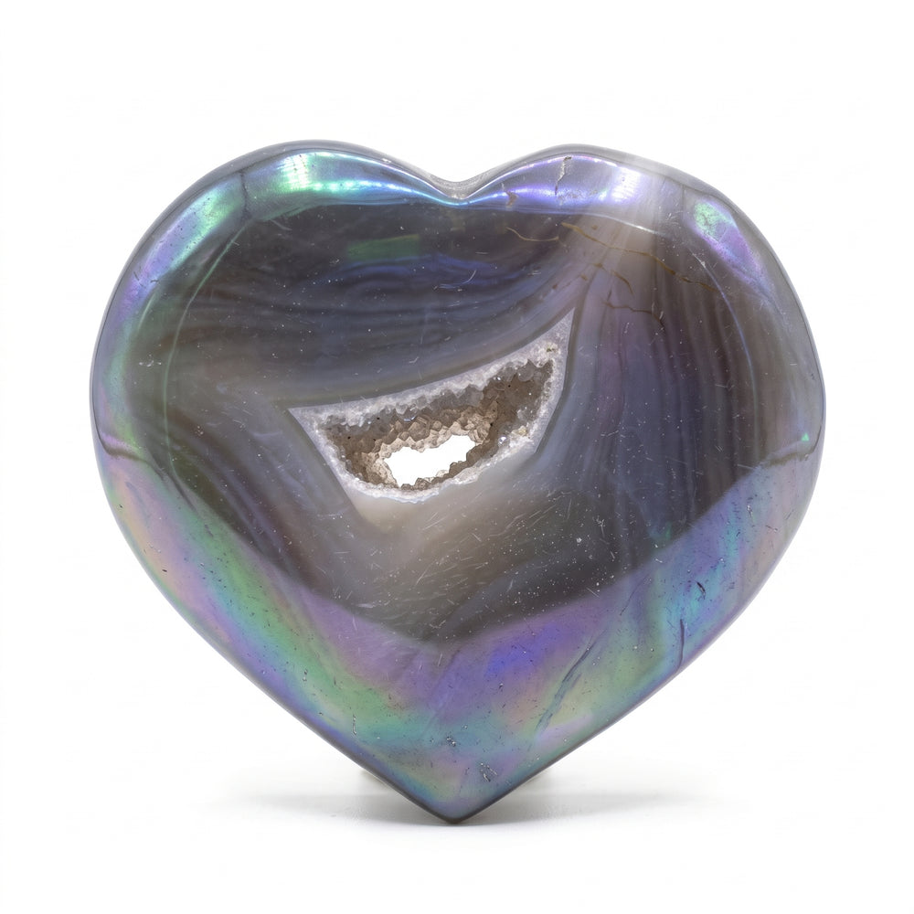 Aura Crystal Druzy Moon & Heart Carving | Crystals