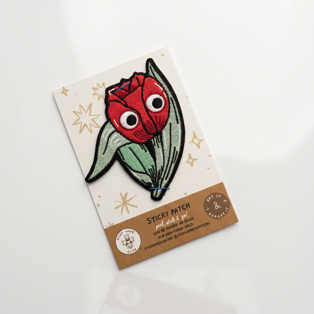 Googly Tulip Embroidered Sticker Patch: A Blooming Dash of Whimsy