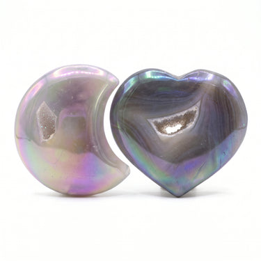 Aura Crystal Druzy Moon & Heart Carving | Crystals
