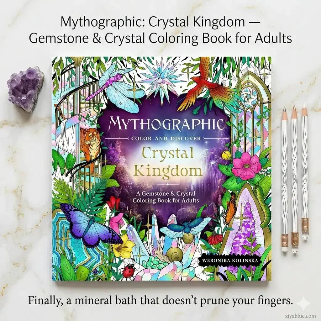 Gemstone and Crystal Coloring Book: Mythographic Crystal Kingdom 💎 Book Depot Ziya Blue