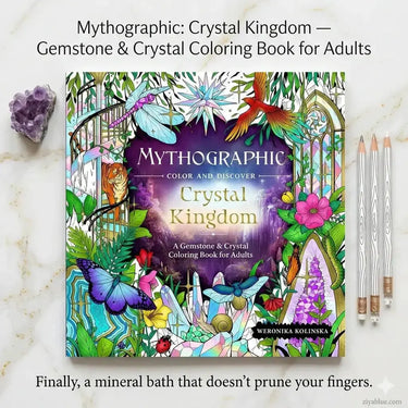 Gemstone and Crystal Coloring Book: Mythographic Crystal Kingdom 💎 Book Depot Ziya Blue
