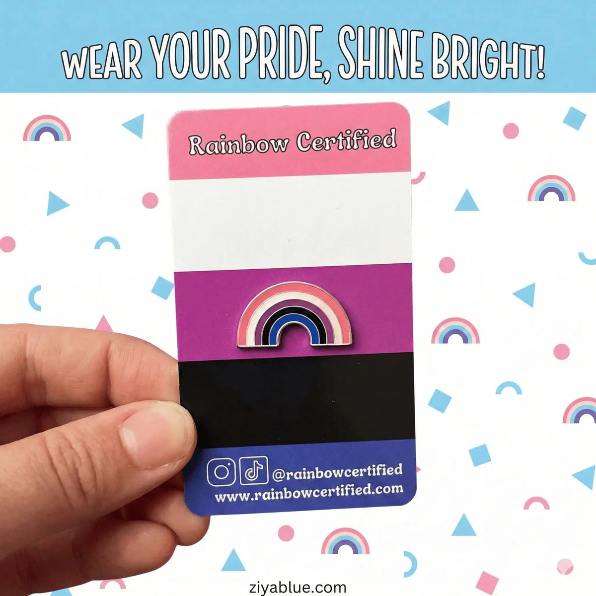 Genderfluid Pride Pin | Vibrant Rainbow Flag Badge Rainbow Certified Ziya Blue