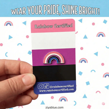 Genderfluid Pride Pin | Vibrant Rainbow Flag Badge Rainbow Certified Ziya Blue
