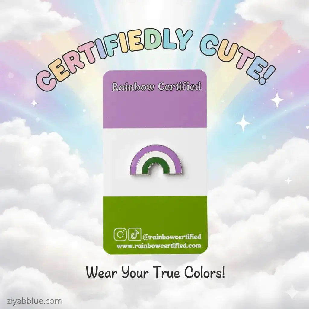 Genderqueer Pride Pin | LGBTQ+ Identity Badge Rainbow Certified Ziya Blue