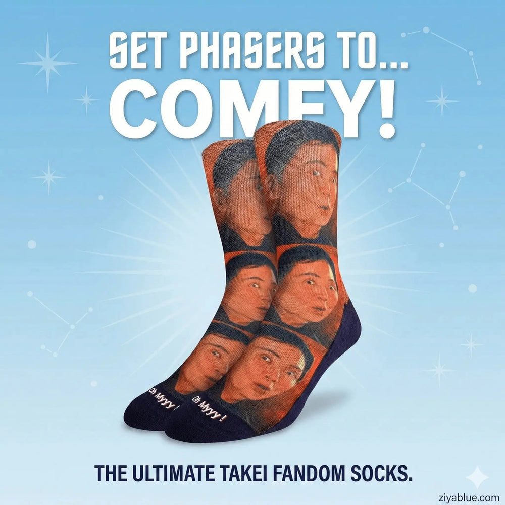 George Takei Socks: Oh Myyy! Good Luck Sock Ziya Blue
