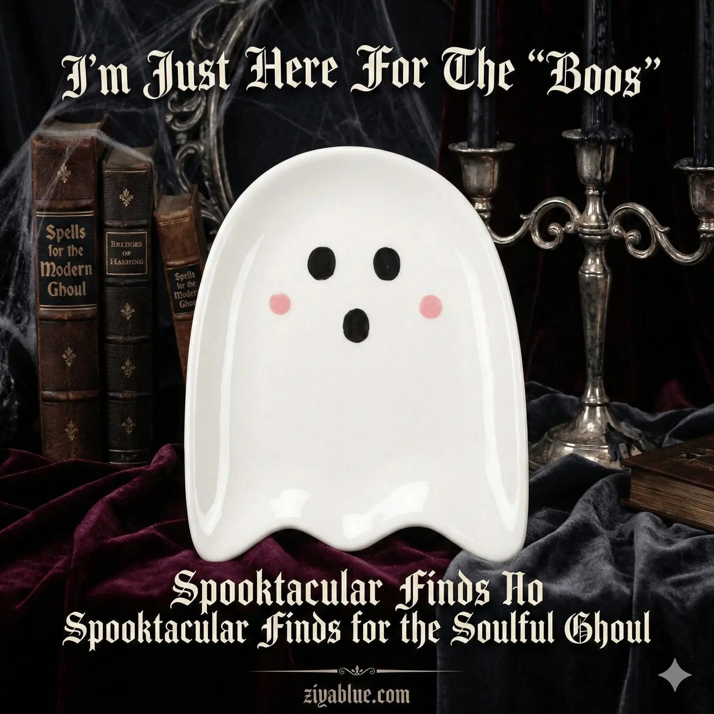 Ghost Trinket Dish: Spooky Jewelry Tray Something Different Ziya Blue