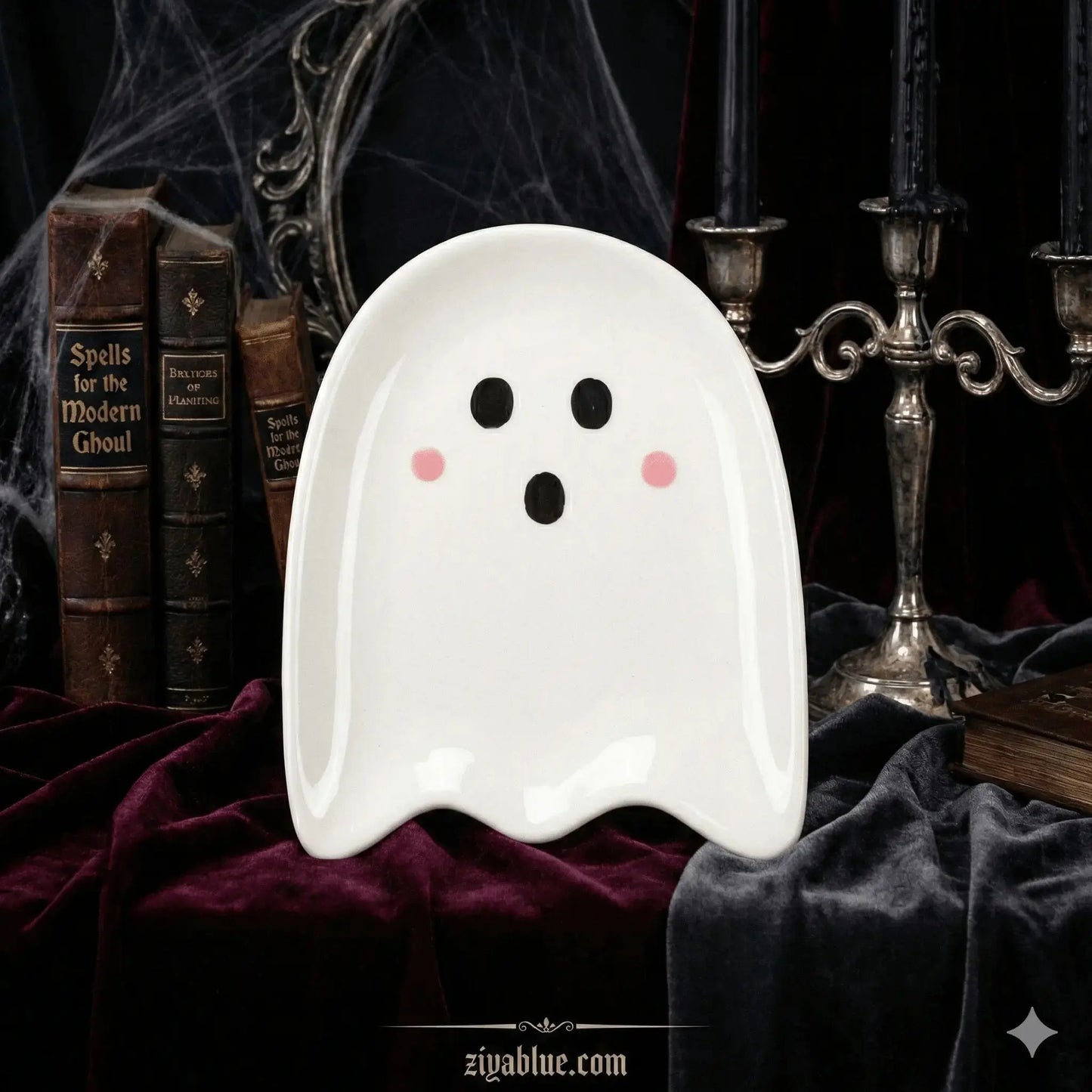 Ghost Trinket Dish: Spooky Jewelry Tray Something Different Ziya Blue