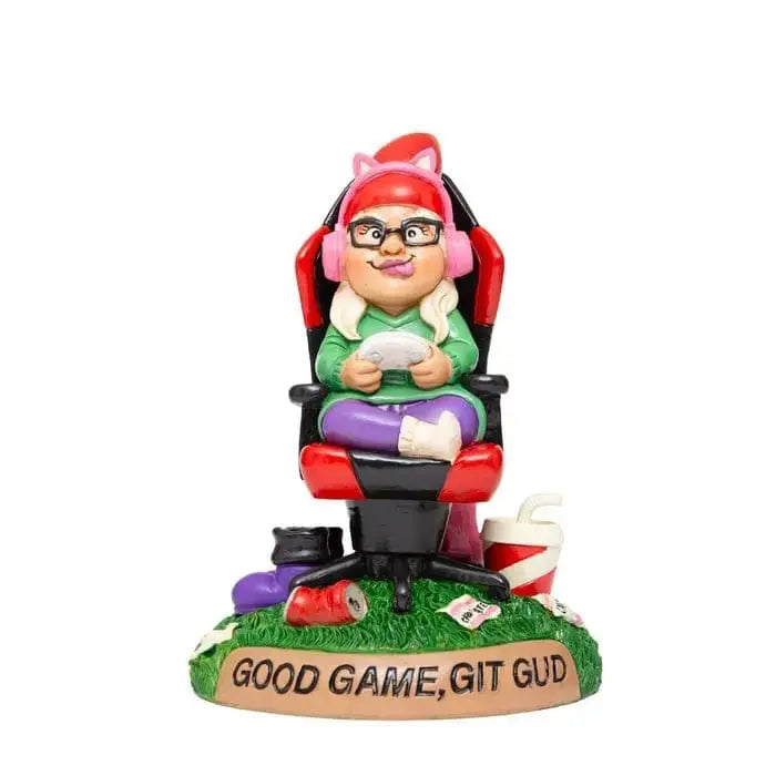 Girl Gamer Gnome Figurine| "Git Gud" Garden Decor Big Mouth Ziya Blue