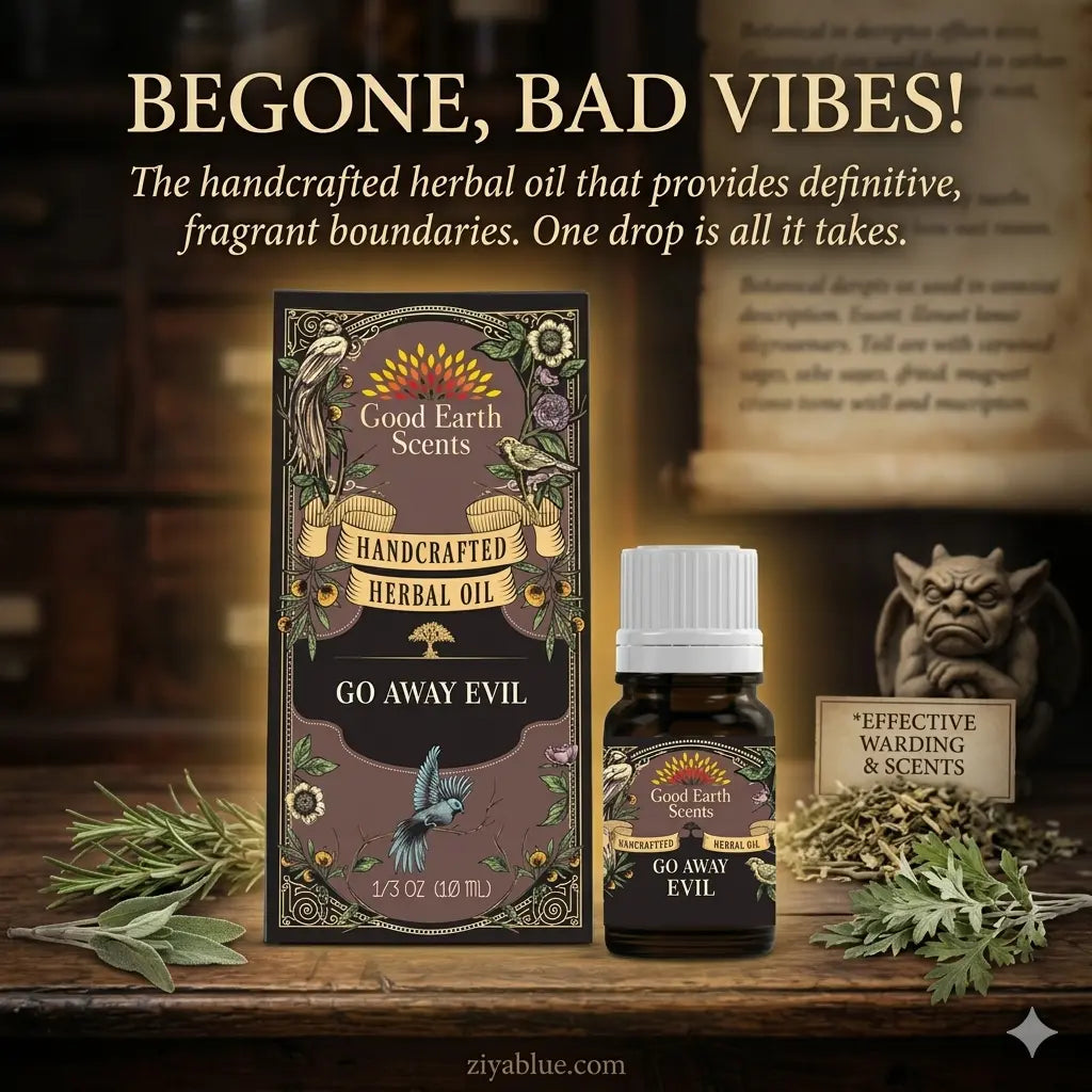 Go Away Evil Essential Oil: 10ml Protective Shield  Ziya Blue
