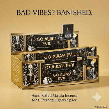 Go Away Evil Masala Incense Designs by Deekay Inc. Ziya Blue