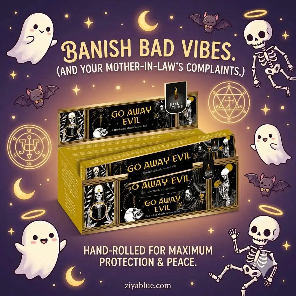 Go Away Evil Masala Incense Designs by Deekay Inc. Ziya Blue