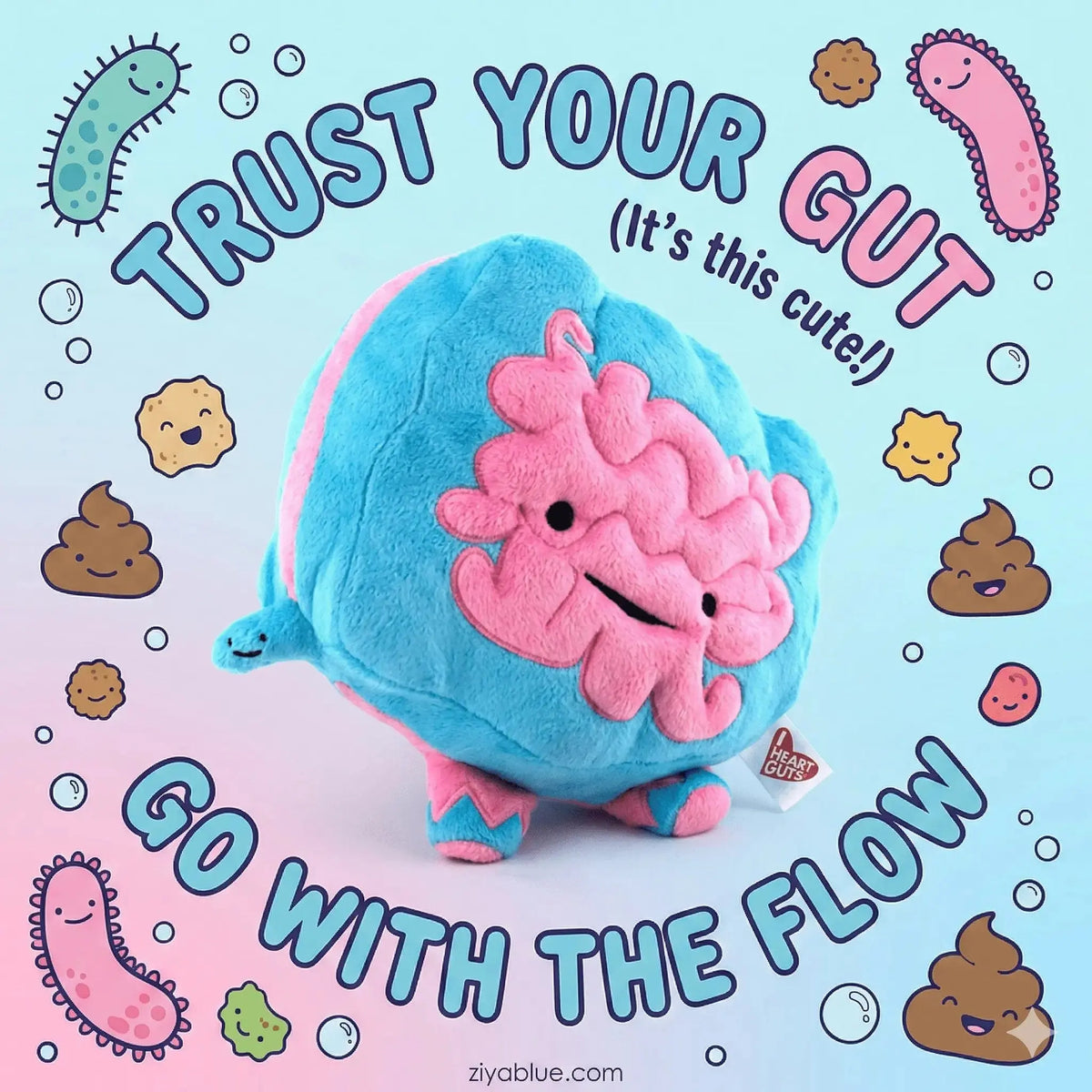 "Go With Your Gut" I Heart Guts Intestine Plush I Heart Guts Ziya Blue