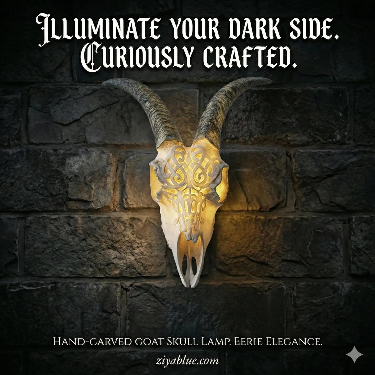 Goat Hanging Decorative Skull w/LED Maeve Toys Ziya Blue