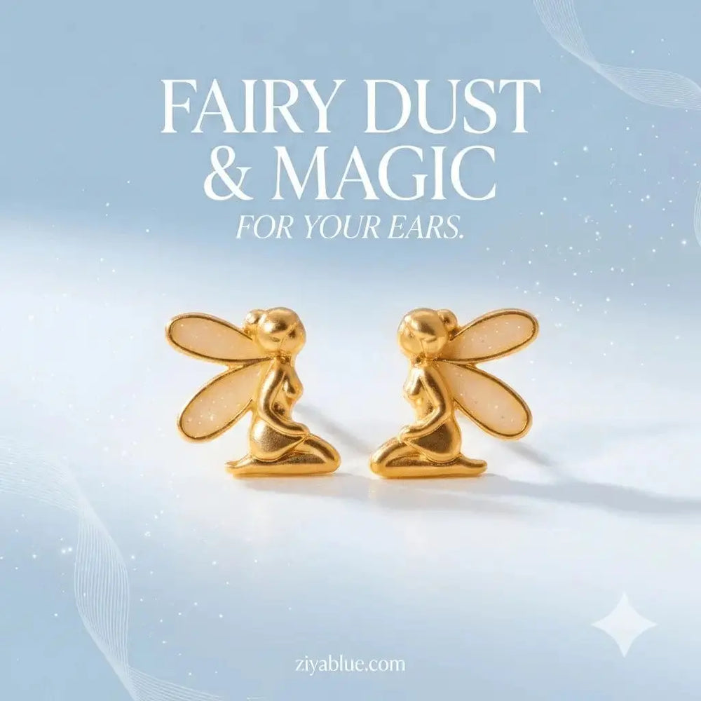 Gold Fairy Stud Earrings: A Sprinkle of "Fairycore" Magic 🧚✨ Wildflower Co. Ziya Blue