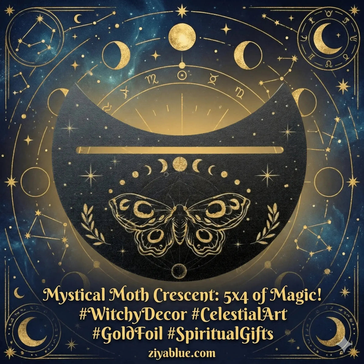 Gold Lunar Moth Tarot Card Holder: A Radiant Altar Essential 🌙✨ Ziya Blue Ziya Blue