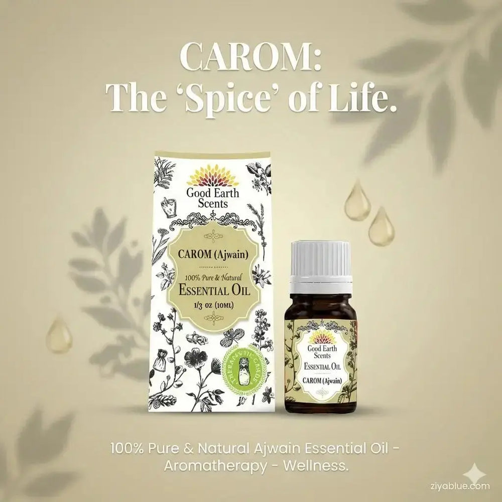 Good Earth Scents: Carom Essential Oil (10 ml) Designs by Deekay Inc. Ziya Blue