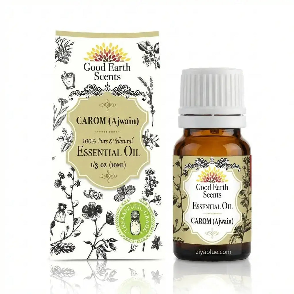 Good Earth Scents: Carom Essential Oil (10 ml) Designs by Deekay Inc. Ziya Blue