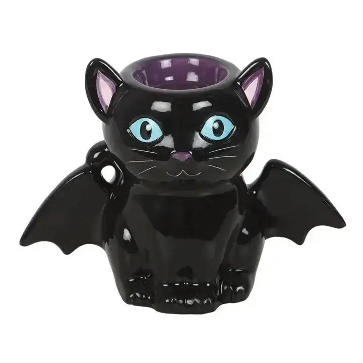 Gothic Bat Cat Oil Burner | Midnight Familiar Wax Warmer Something Different Ziya Blue