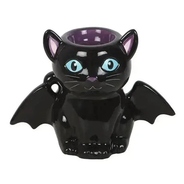 Gothic Bat Cat Oil Burner | Midnight Familiar Wax Warmer Something Different Ziya Blue