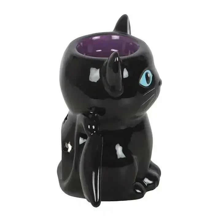 Gothic Bat Cat Oil Burner | Midnight Familiar Wax Warmer Something Different Ziya Blue