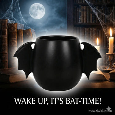 Gothic Bat Wing Mug - 500ml Midnight Black Cauldron Cup Something Different Ziya Blue