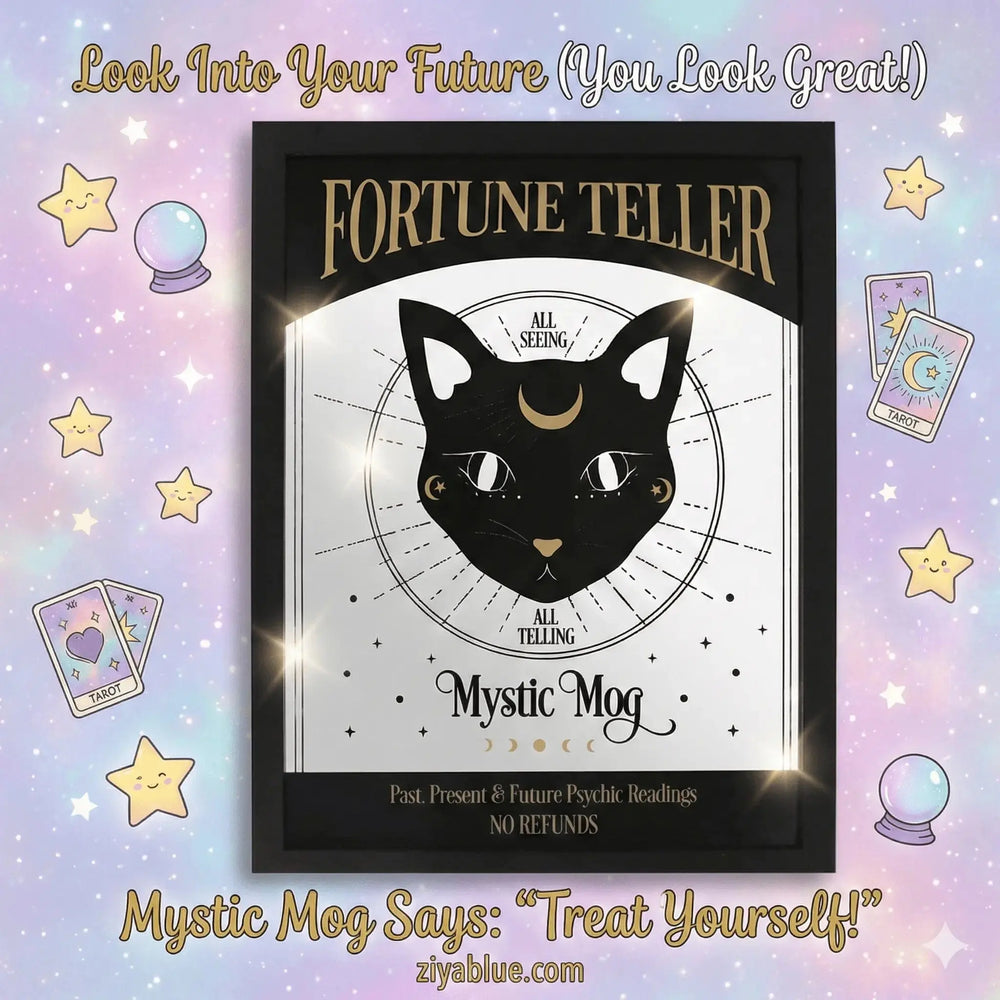 Gothic Cat Mirror: Mystic Mog Psychic Wall Hanging Something Different Ziya Blue
