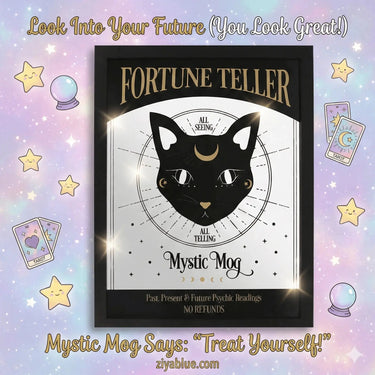 Gothic Cat Mirror: Mystic Mog Psychic Wall Hanging Something Different Ziya Blue