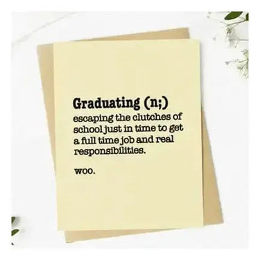 "Graduating Definition" Funny Graduation Card Maeve Toys Ziya Blue
