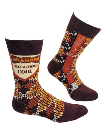 Grandpa Old School Socks: Funny Mens Crew Fabdaz Ziya Blue