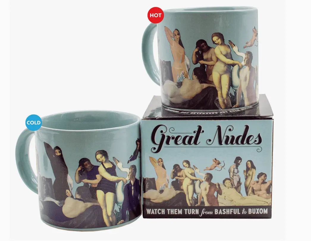 Great Nudes of Art Heat-Changing Coffee Mug Unemployed Philosophers Guild Ziya Blue