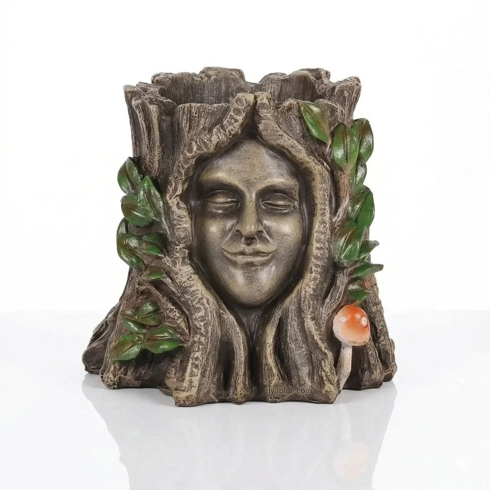 Green Goddess Face Planter - 6" Whimsical Forest Pot Something Different Ziya Blue