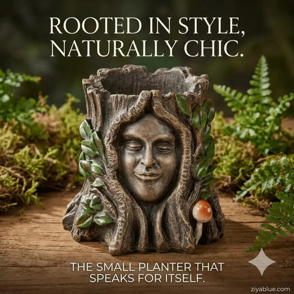 Green Goddess Face Planter - 6" Whimsical Forest Pot Something Different Ziya Blue