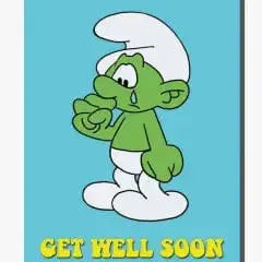 Grumpy get well soon card | Green Smurf Design Bite Your Granny Ziya Blue