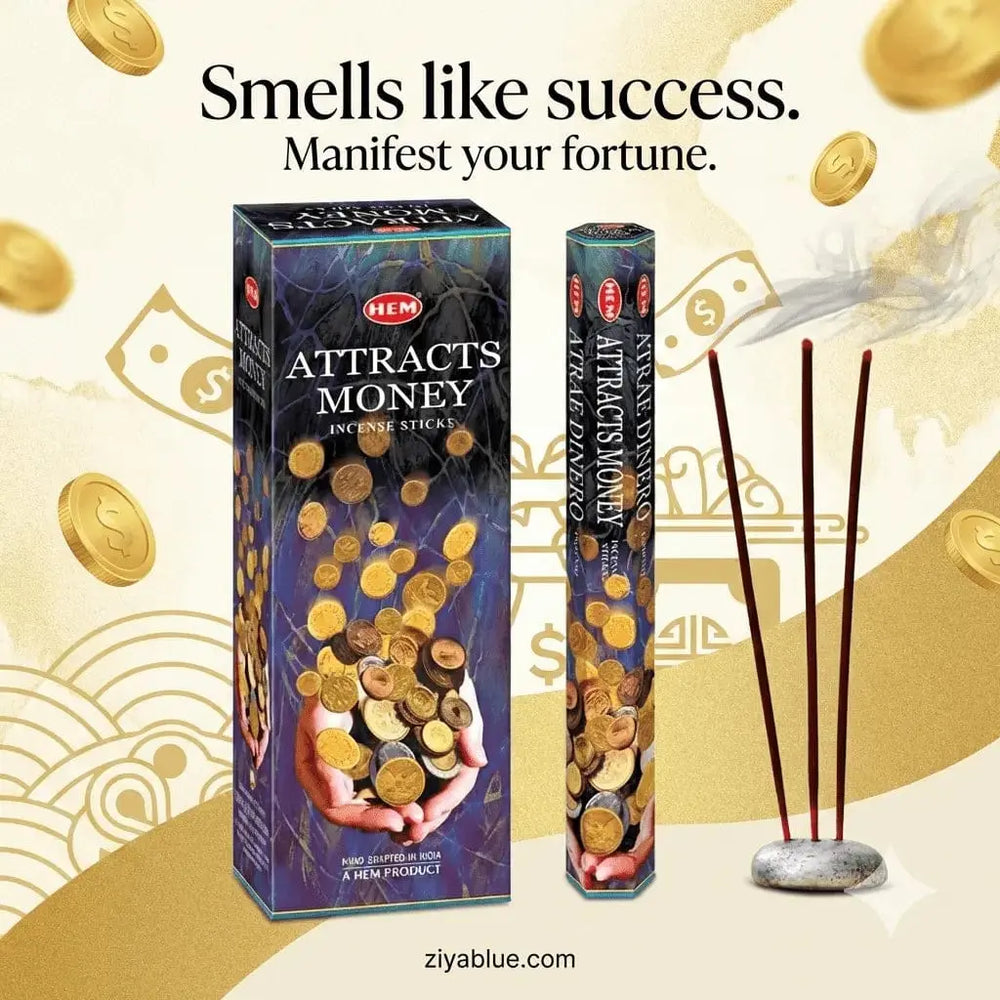 HEM Attracts Money Incense Designs by Deekay Inc. Ziya Blue